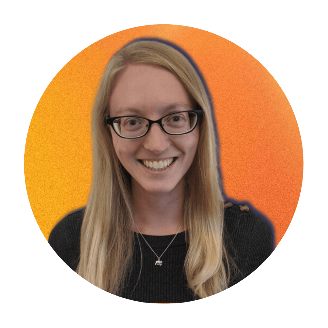 Former Stanford and UC-Berkeley Admissions Officer headshot over a yellow ombre circle.