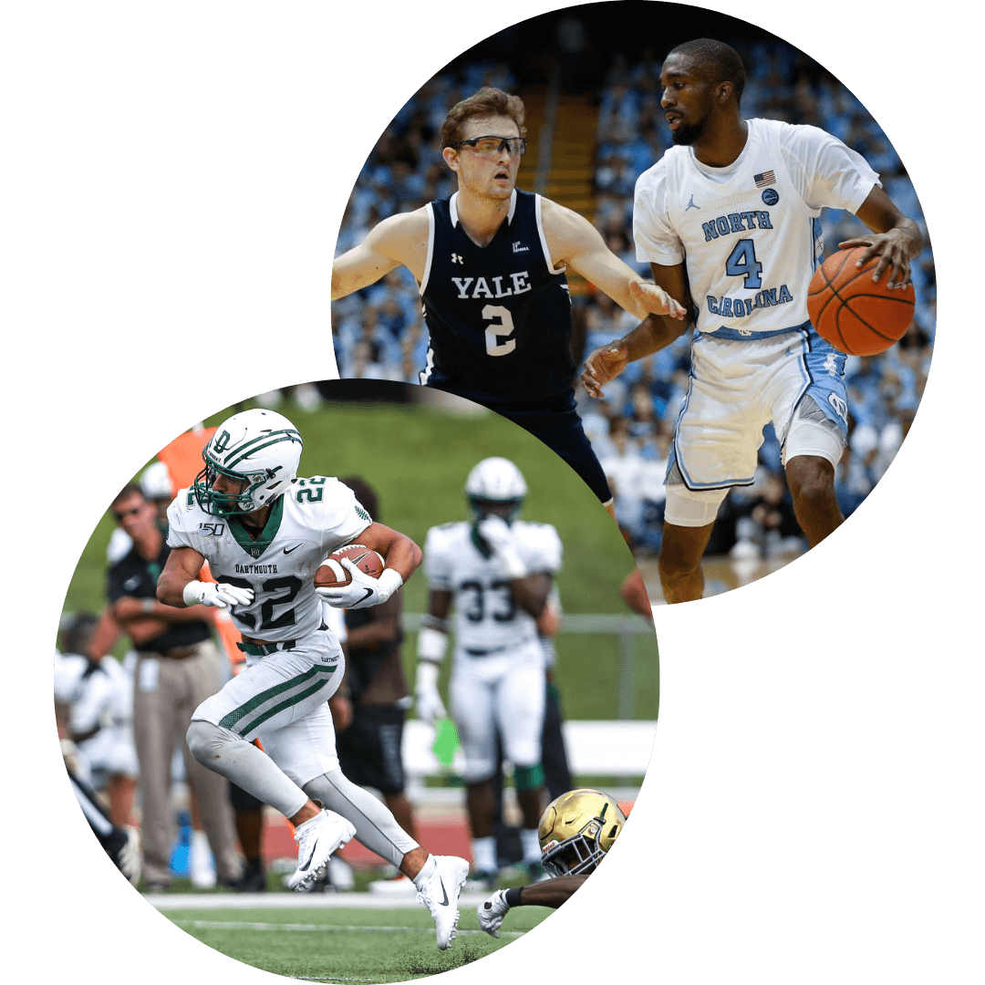 Ivy League student athletes in circles