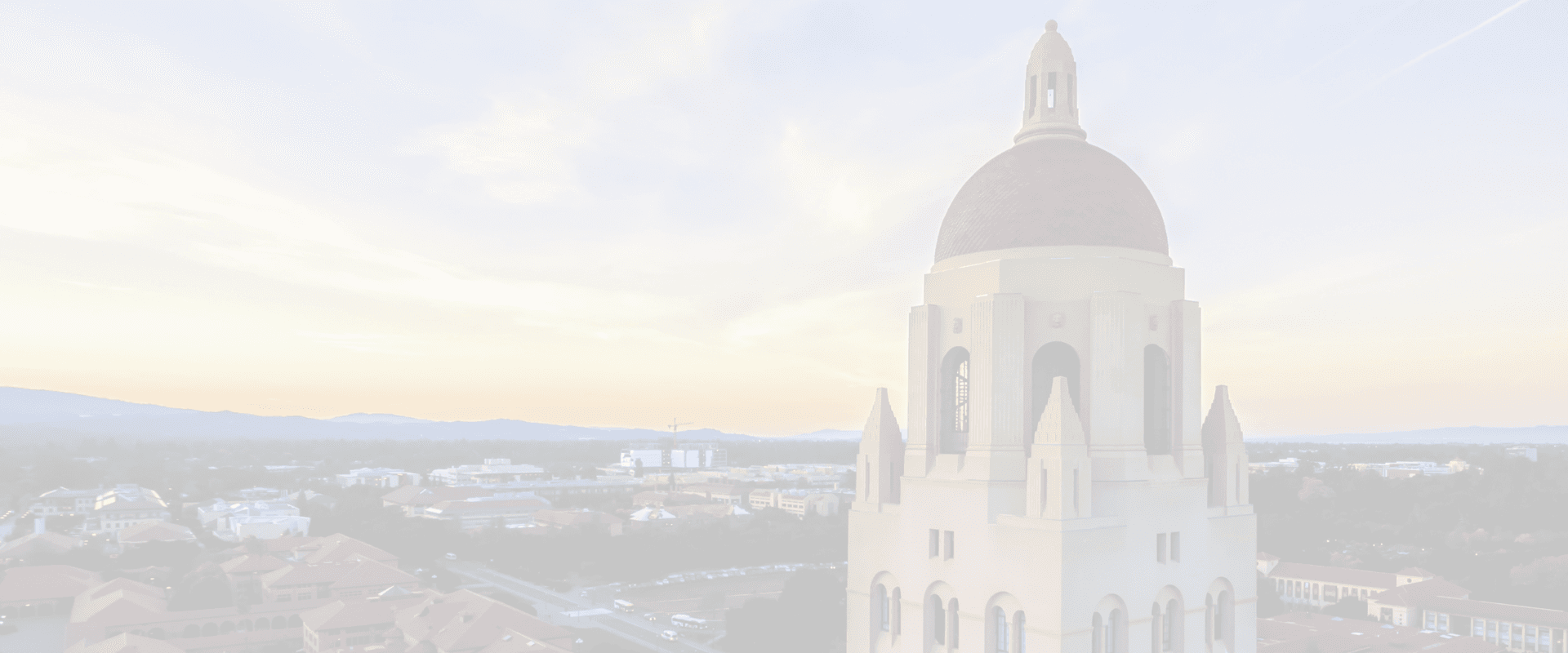Stanford University skyline with a light white wash over.