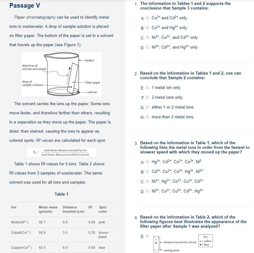 Example ACT Science Section Question